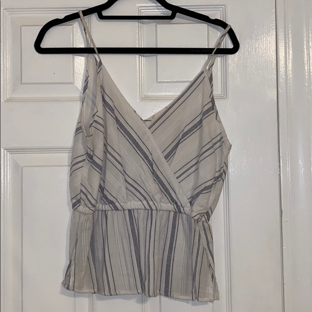 White and blue stripped top